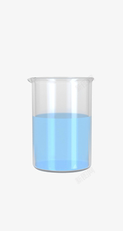 蓝色液体玻璃烧杯素材