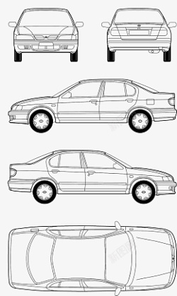 四视图汽车四视图线稿高清图片