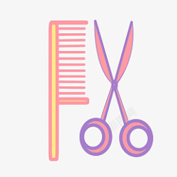 剪子梳子免抠素材美容美发图标插画高清图片