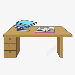 卡通风格的木质书桌素材