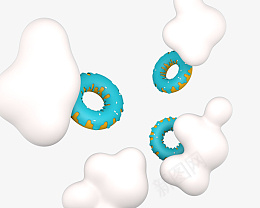 蓝色甜甜圈白云png免抠素材_新图网 https://ixintu.com 蓝色 甜甜圈 白云 C4D建模