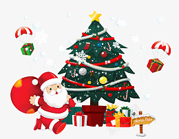 圣诞节圣诞老人圣诞树小礼物卡通png免抠素材_新图网 https://ixintu.com 圣诞节 圣诞老人 圣诞树 小礼物 卡通