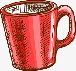 红色多边形装饰手绘杯子高清图片
