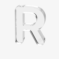 立体水晶透明字母r素材
