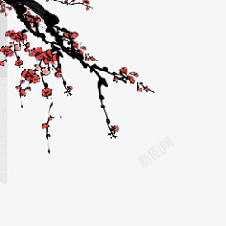 水黑中国风水墨梅花装饰元素高清图片