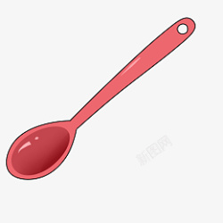 红色卡通塑料勺子素材