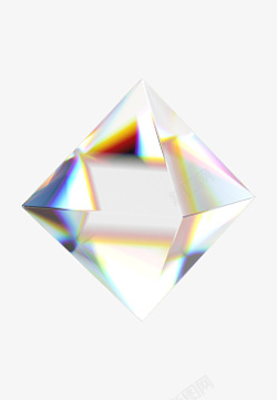 立体水晶透明金边菱形素材