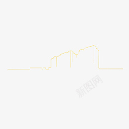 金色线稿城市psd免抠素材_新图网 https://ixintu.com 线稿 城市 剪影 楼房