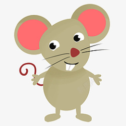 老鼠大耳朵可爱灰色老鼠卡通插画高清图片