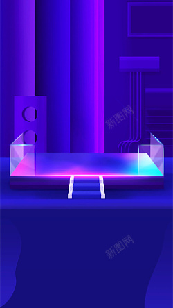 紫色展台素材玻璃展台背景图高清图片