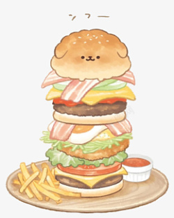 卡通汉堡汉堡巨无霸吃货吃的素材