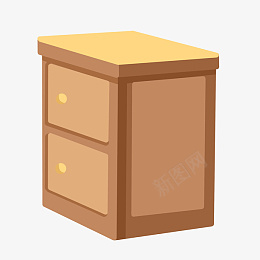 手绘床头柜家具插画png免抠素材_新图网 https://ixintu.com 木制品家具 棕色的柜子 洁净的家具 黄色的面板 卡通插画