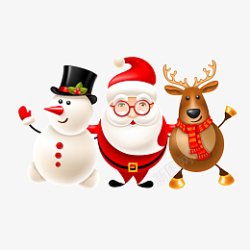 小麋鹿圣诞老人和雪人麋鹿高清图片