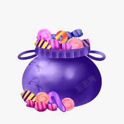 万圣万圣节紫色糖果罐素材