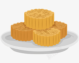 盘子装着的月饼png免抠素材_新图网 https://ixintu.com 食物 甜味 节日 庆祝