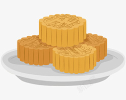 盘子装着的月饼素材