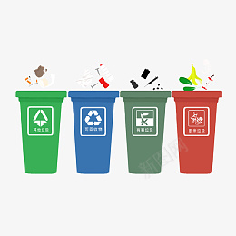 垃圾分类垃圾桶插画png免抠素材_新图网 https://ixintu.com 厨余垃圾 垃圾分类 垃圾回收 有害垃圾 社会公益 垃圾桶 公益