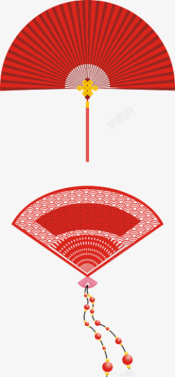 红色扇子古风素材中国风素材