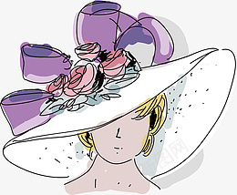 手绘带帽子的少女png免抠素材_新图网 https://ixintu.com 手绘 时装 帽子 时尚 女士