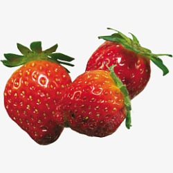 扣好的草莓三个可爱的草莓高清图片