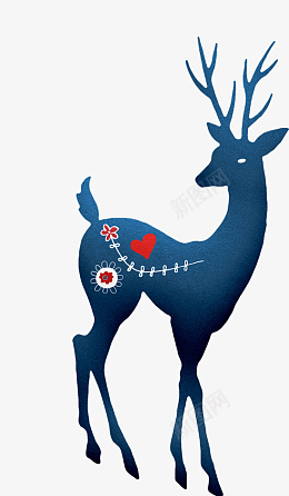圣诞节麋鹿蓝色手绘清新png免抠素材_新图网 https://ixintu.com 圣诞节 麋鹿 蓝色手绘 清新