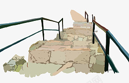石头台阶上面有栏杆png免抠素材_新图网 https://ixintu.com 石头路 栏杆 扶手 小路 路 台阶