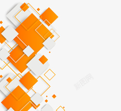 立体构成橙色简约抽象方形商务边框高清图片