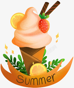 冰淇凌草莓柠檬夏天素材