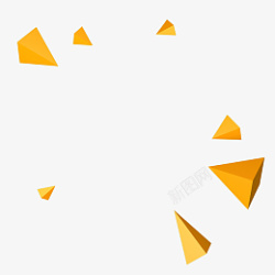 三角漂浮块黄色三维小三角形背景漂浮物高清图片