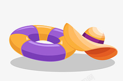 紫色游泳圈手绘紫色橙色游泳圈插画途高清图片