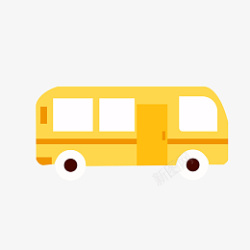 手绘旅游车黄色单层层巴士插画高清图片