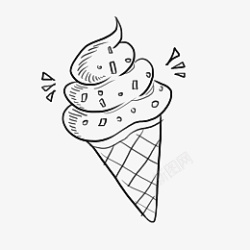 一个甜筒冰淇淋儿童节简笔速写手绘涂鸦冰淇淋甜筒高清图片
