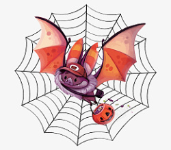 蜘蛛网上的卡通蝙蝠素材