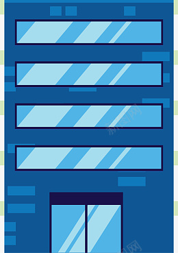 深蓝色写字楼png免抠素材_新图网 https://ixintu.com 卡通 平面 装饰元素 建筑楼 写字楼