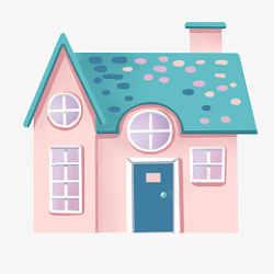 蓝色小房子居家建筑房子插画高清图片
