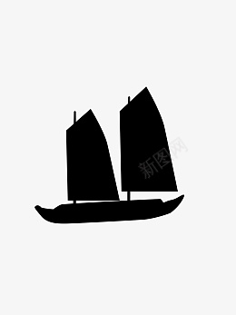 黑白图标帆船旅游AIai_新图网 https://ixintu.com 黑白 矢量 图标 透明背景