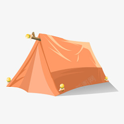 橘色帐篷春游野营卡通帐篷高清图片