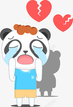 哭泣的爱心爱情哭泣卡通熊猫可爱高清图片