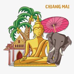 曼谷清迈佛教旅游东南亚PNG贡素材