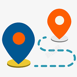 地图坐标位置路线图标png免抠素材_新图网 https://ixintu.com 位置 商务 地图 地标 坐标 城市 定位 方位 橙色 简约 蓝色 路线 黄色