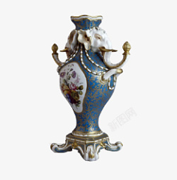 白瓶子花瓶装饰物蓝色大象高清图片