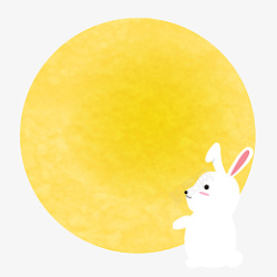 八月十五中秋节卡通月亮兔子素材