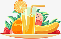 解暑的果汁插画元素png免抠素材_新图网 https://ixintu.com 解暑 果汁 插画 元素