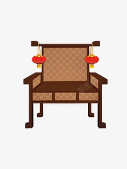 喜庆新年2022虎年椅子木红灯笼素材