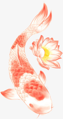 水彩手绘财神骑着锦鲤高清精美中国风手绘锦鲤插画素材高清图片