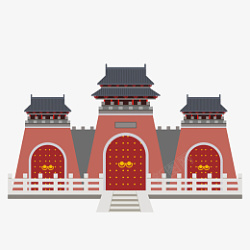 红色城门红色古风城门建筑高清图片