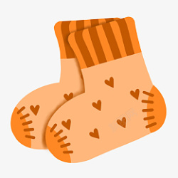 毛线袜橘黄色爱心装饰卡通宝宝袜子高清图片