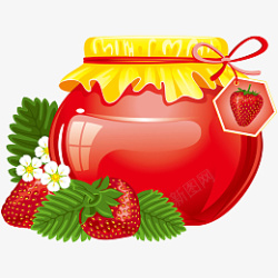 草莓卡通草莓果酱素材