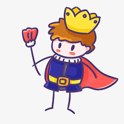 可爱礼服童话风可爱手绘Q版卡通王子国王皇冠手杖高清图片