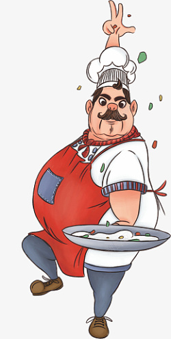 厨师烧烤红色胖子厨师烧烤主厨小龙虾高清图片